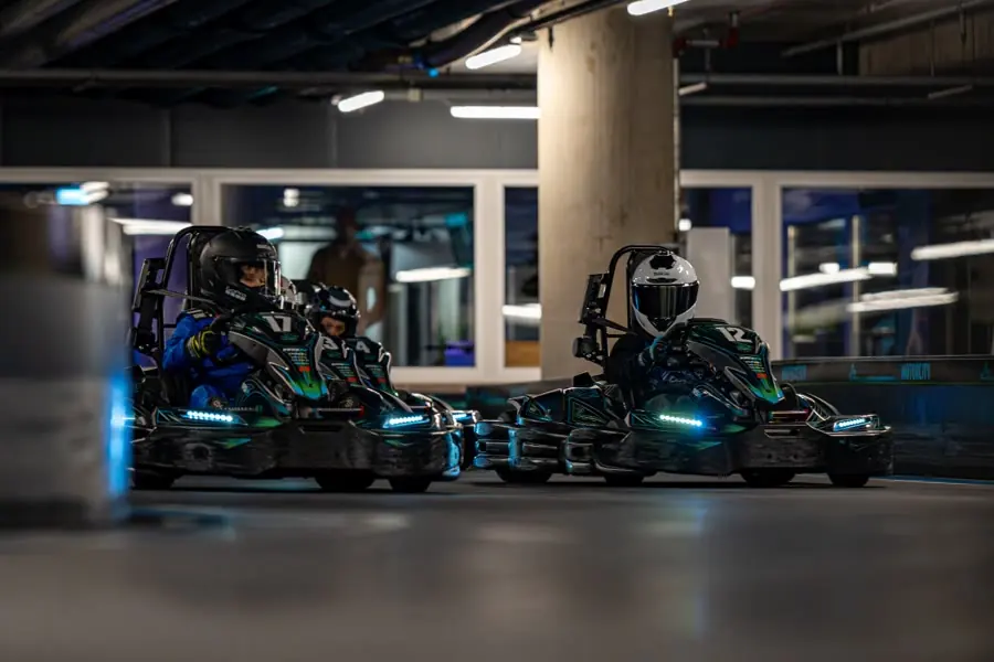 Two racers side by side on track